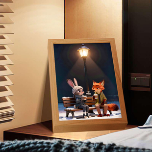 疯狂动物城2周边灯光画尼克朱迪圣诞节礼物小夜灯情侣卧室小摆件