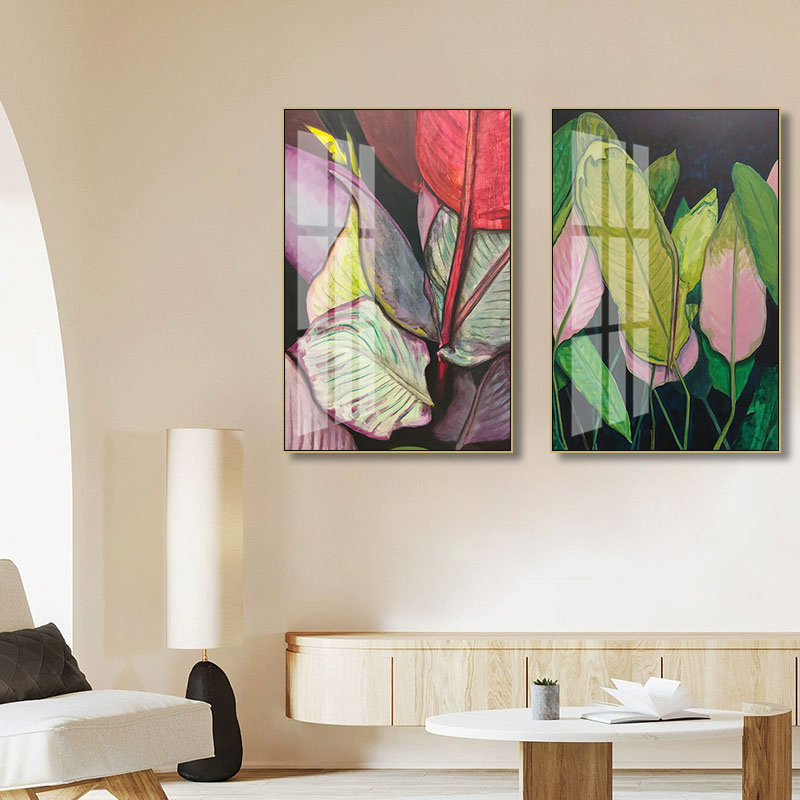 现代简约绿色植物客厅沙发背景墙装饰画北欧风叶子餐厅卧室挂画图片