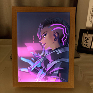 黑影周边镜子灯光画守望先锋手办电竞房卧室音响小夜灯发光礼物画