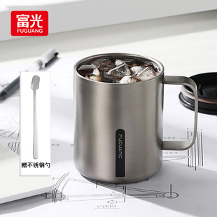 富光316不锈钢马克杯办公杯子带盖带勺子水杯女茶杯男保温咖啡杯