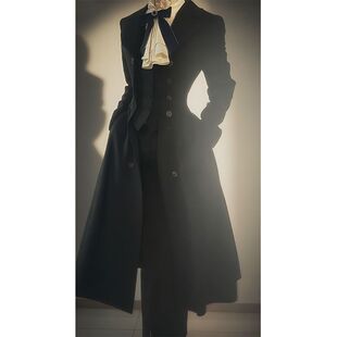 日系秋季甜酷穿搭暗黑系设计感双排扣lolita风衣外套