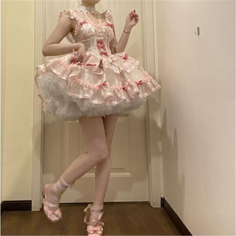 洛丽塔裙子Lolita甜心芭蕾春夏超嗲甜美连衣裙超仙吊带裙公主lo
