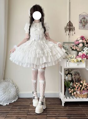 【焕羽之恋】~原创设计Lolita洋装甜美轻花嫁jsk吊带连衣裙