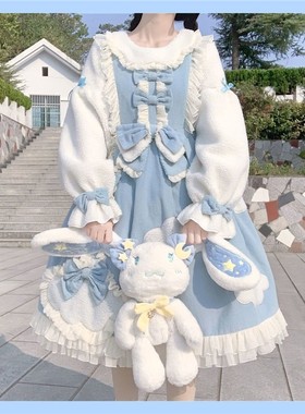 现货正版冬云转晴lolit加绒洋装秋冬款洛丽塔裙超仙厚实op连衣裙