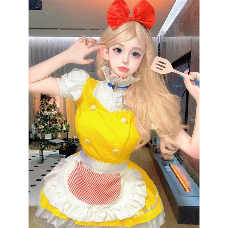 小鸡黄/ 日系哆啦美Lolita动漫洛丽塔cos女仆装连衣裙漫展