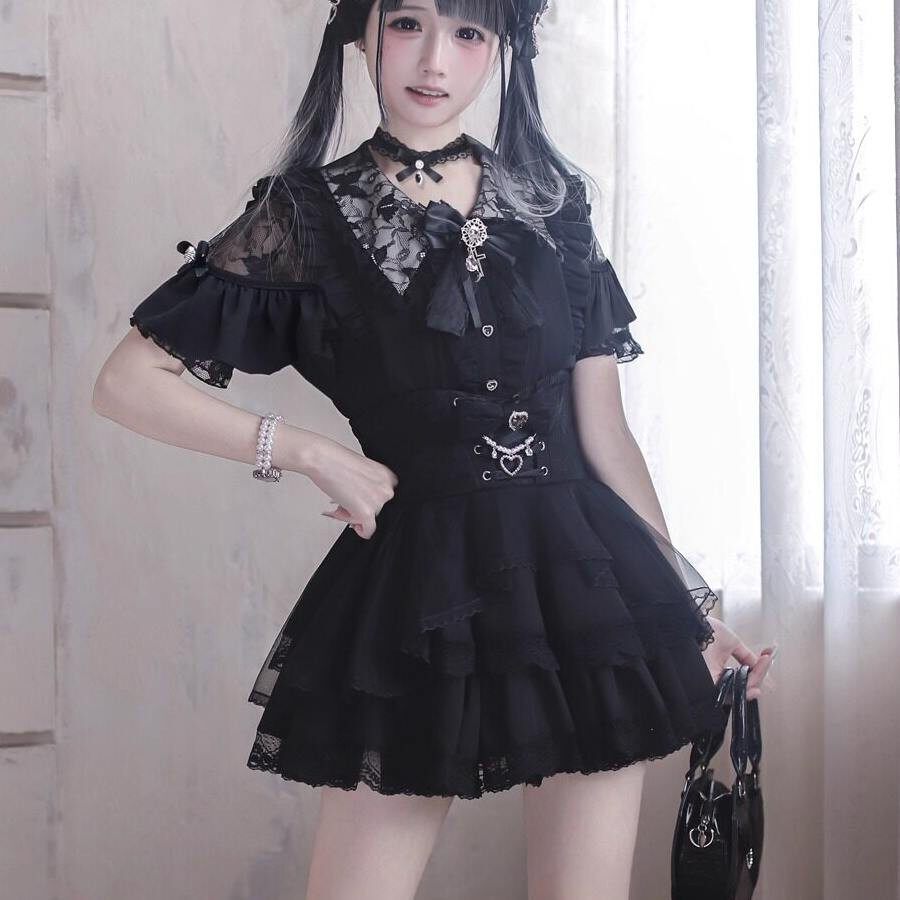 巡梦流年 原创蕾服日系亚文化黑紫粉白衬衫