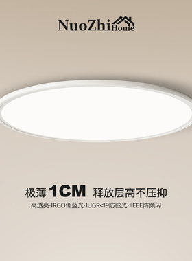 超薄1CM圆形卧室灯吸顶灯创意走廊灯阳台灯全光谱护眼LED中山灯具