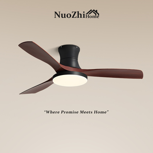 Home美式 复古餐厅吊扇灯胡桃色大风力变频静音客厅卧室书房风扇灯
