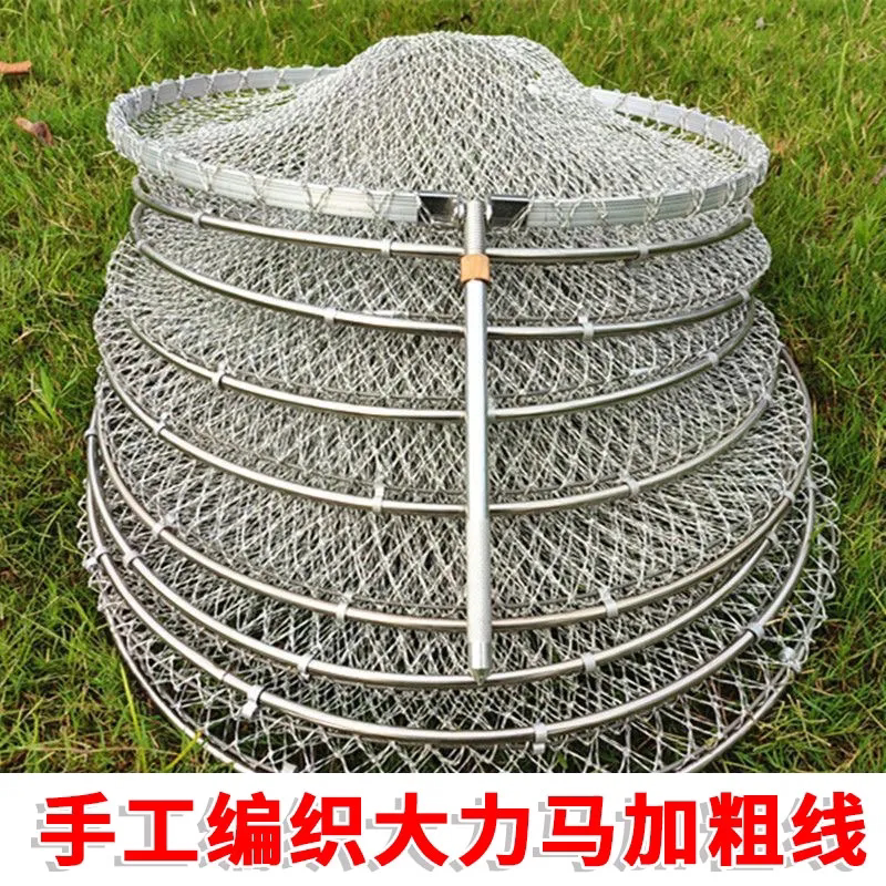 特价清仓黑坑鱼护网兜不锈钢圈带提手加厚涂胶防挂渔户网渔护网兜