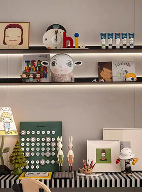 简约样板间儿童房摆件卡通玩偶手办可爱公仔书桌面组合套软装饰品