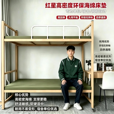 军绿色加厚海绵床垫单双人软硬垫铺底学生宿舍上下铺0.9米军训褥