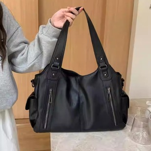 包包女托特包大容量可斜挎2025新款复古百搭黑色高级感单肩手提包
