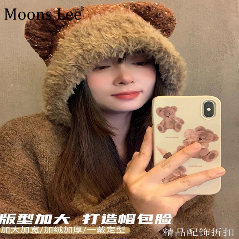 冬季保暖百搭防寒系绳毛绒帽女