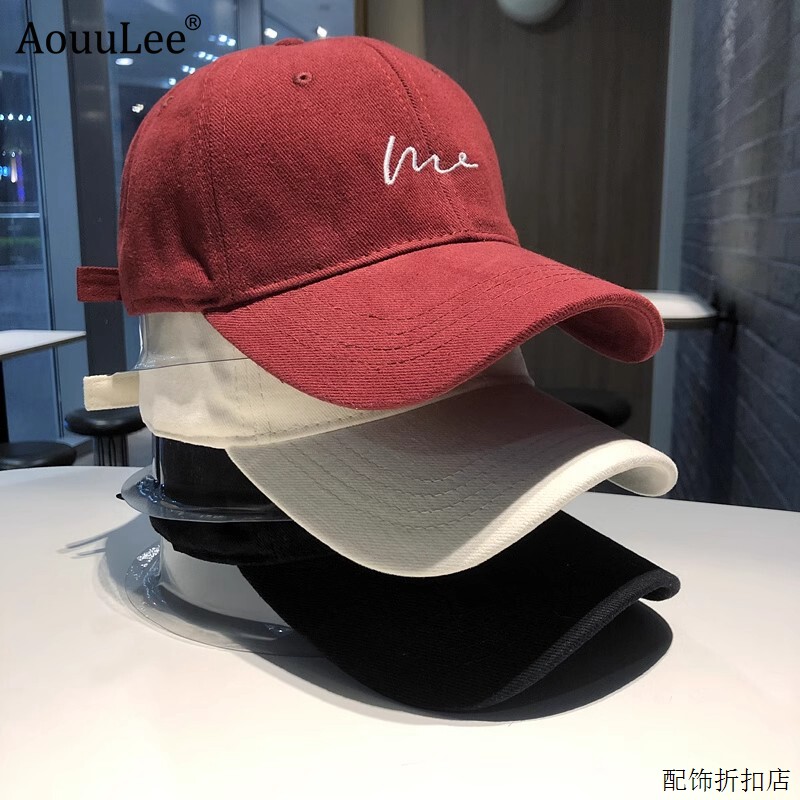 日系磨毛大头围复古刺绣鸭舌帽女