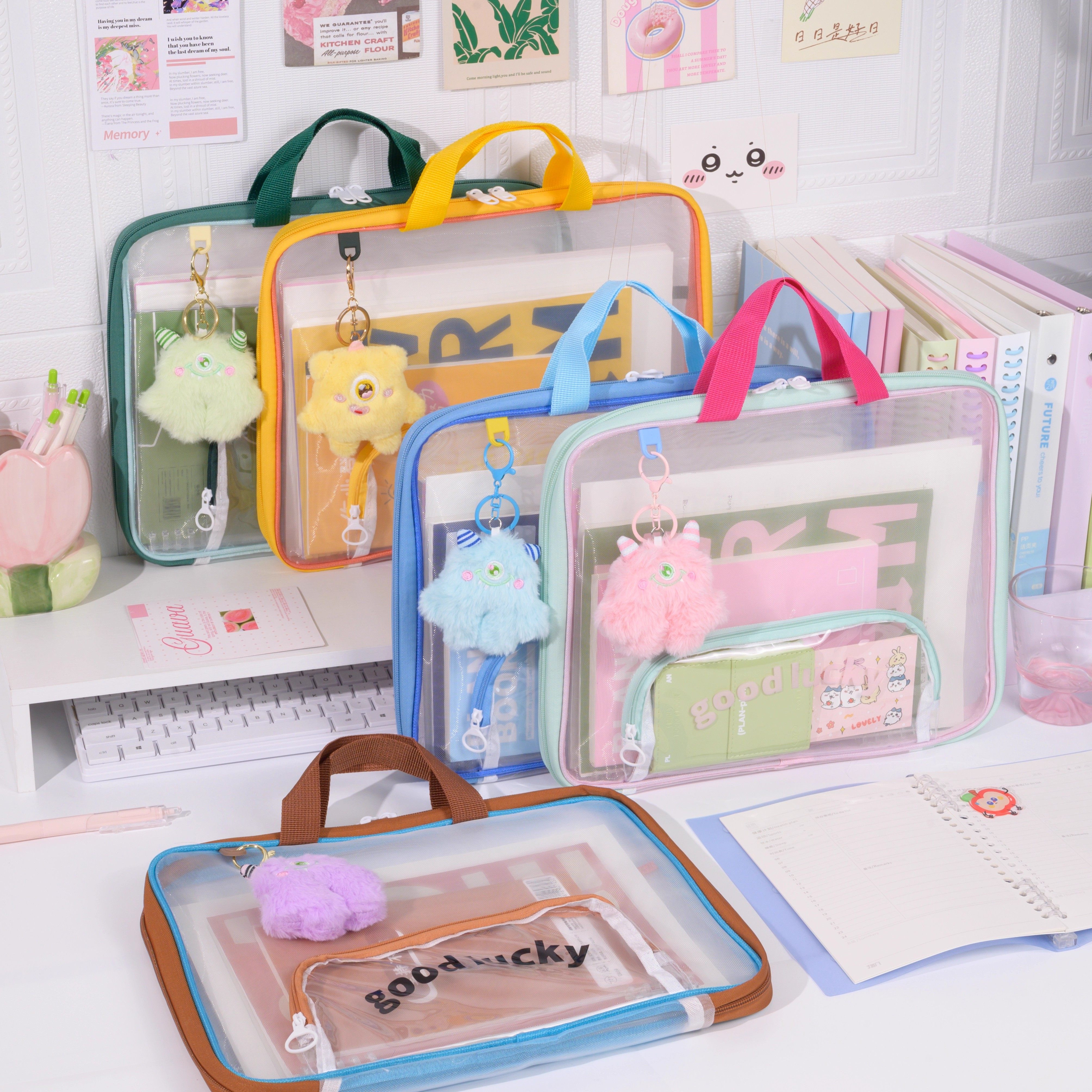 一提就走！横版科目分类袋学生手提袋多层科目袋高颜值文件袋大容量拉链式网纱袋拎书袋小学生作业袋补习袋,文具电教/文化用品/商务用品,文件袋/资料袋/试卷收纳袋,淘宝优惠券,粉丝福利购,淘宝优惠卷