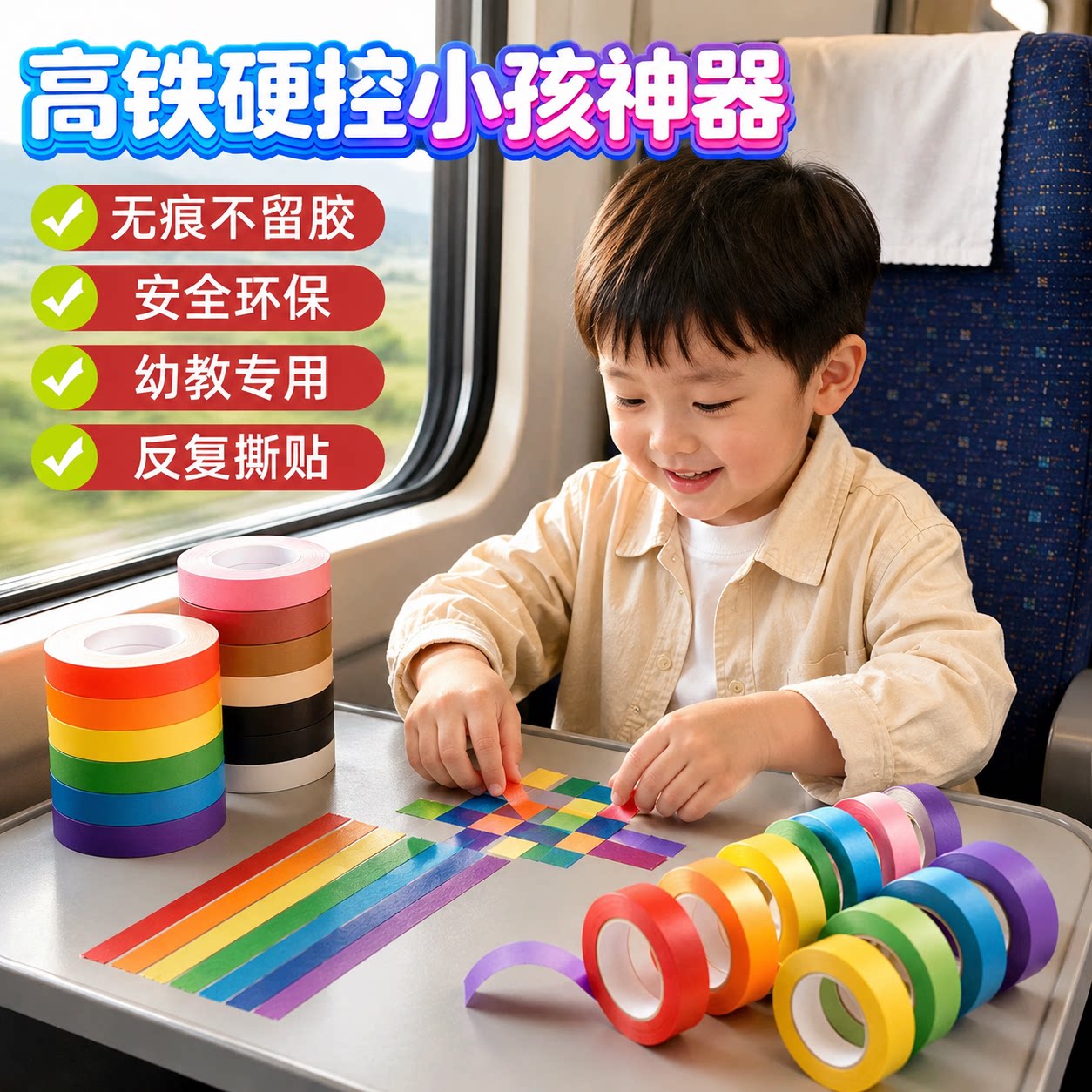 儿童高铁打发时间玩具宝宝益智贴纸胶带婴儿飞机上的安抚带娃神器