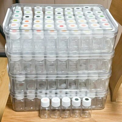 221色套盒拼豆专用收纳盒套装54颗粒分装瓶子大容量拼豆工具透明