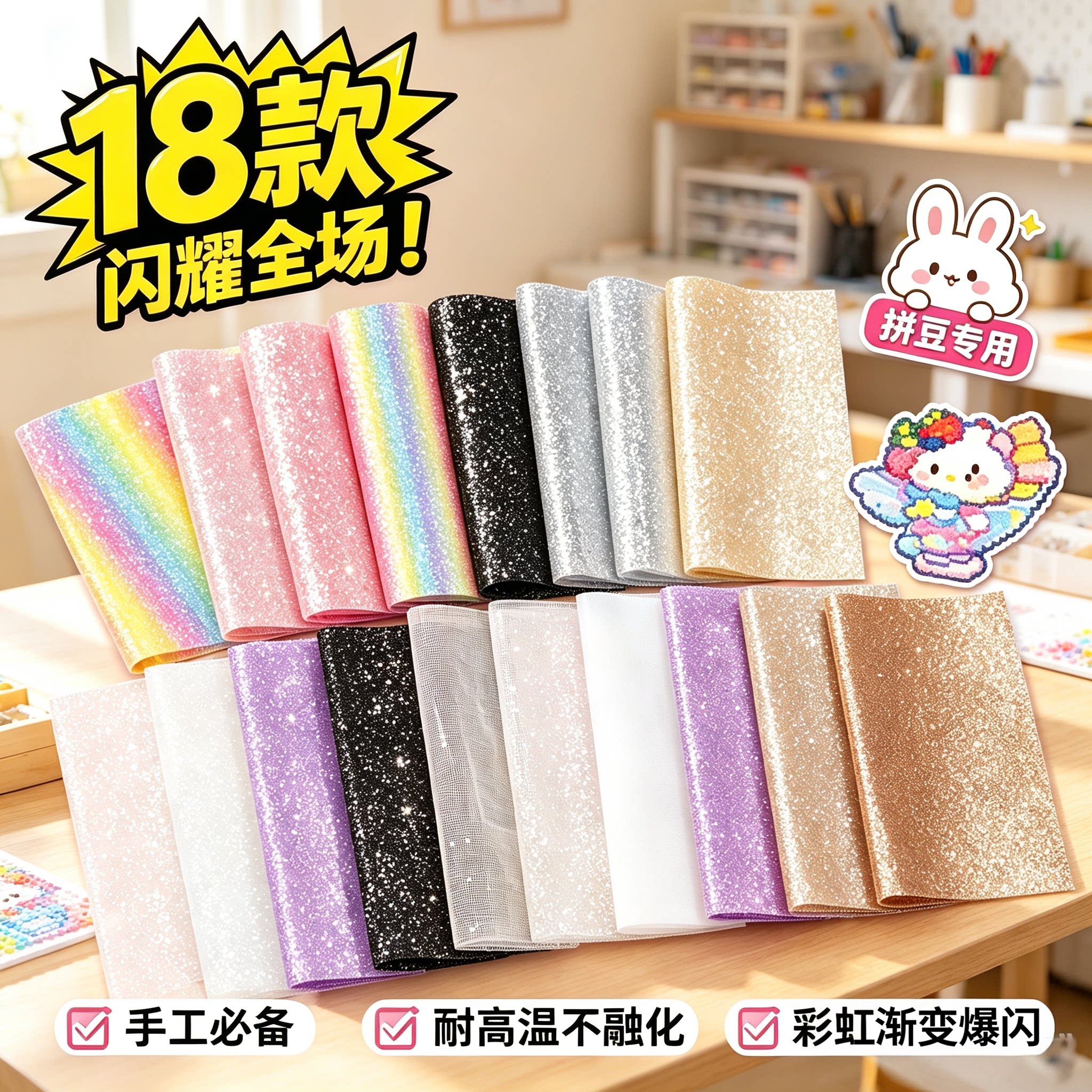 【爆火烫布一套搞定】拼豆全套材料包diy拼豆工具烘焙布助烫布