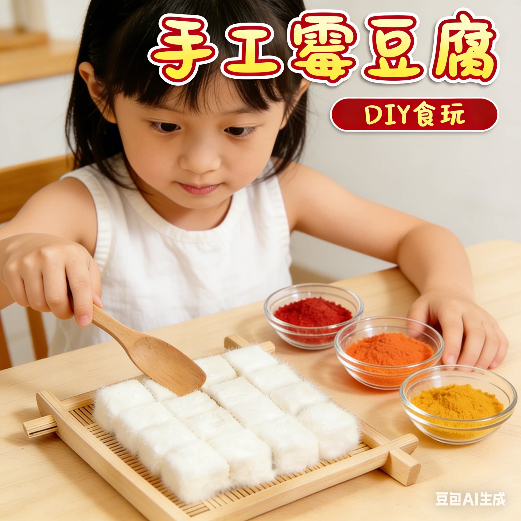 霉豆腐玩具套装手工diy材料过家家玩具男女孩儿童互动游戏雪豆腐