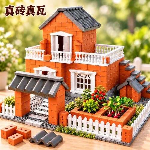泥瓦匠盖房子儿童益智玩具砌墙手工diy砖头小屋建筑生日礼物男孩