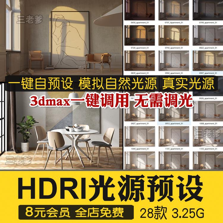 hdri贴图 hdri环境贴图 天空贴图 3dmax灯光渲染 3D模型光源预设
