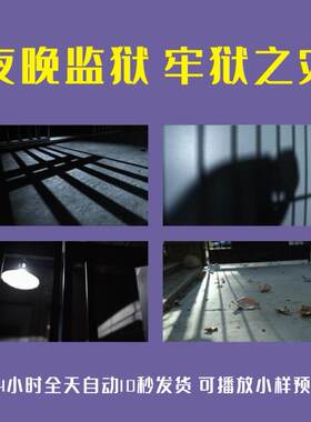 夜晚监狱牢狱之灾牢房灰暗灯光剪影忏悔录后悔铁窗泪空镜视频素材