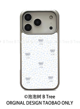 BTree原创设计温柔蓝色碎花小象ins风适用iPhone17Promax手机壳16plus保护套15苹果14/132电镀银边框磨砂全包