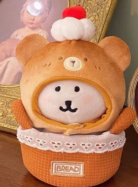 10cm头套烤棉花毛绒系列娃衣公仔焦熊自嘲玩偶娃娃配饰面包labubu