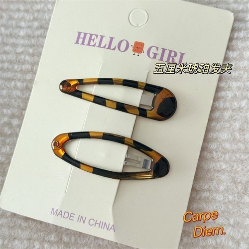 ONEGREEN韩风古典琥珀bb水滴夹5厘米百搭滴油发卡高颜值发饰发夹