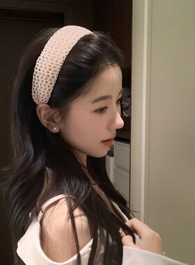 甜美镂空网格宽发箍小众设计感头箍百搭发卡增高颅顶发饰网红头饰