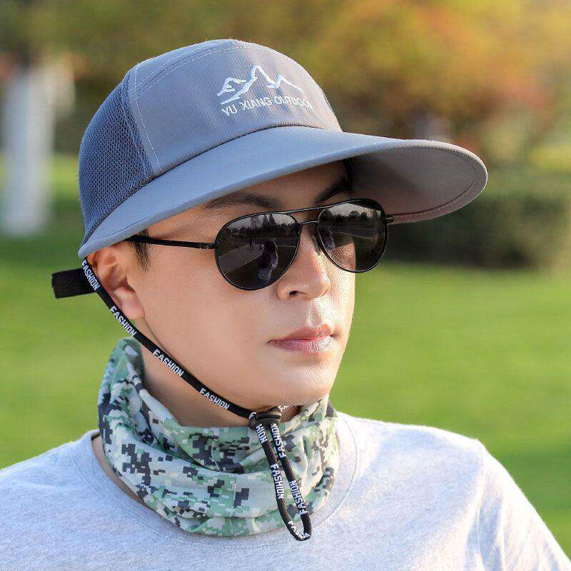 遮阳帽子男士夏季户外骑行防风防晒大帽檐鸭舌夏款透气男款太阳帽