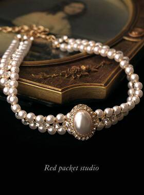 复古多层镶钻拼接时尚项链颈链女新娘婚纱饰品小众轻奢礼服choker