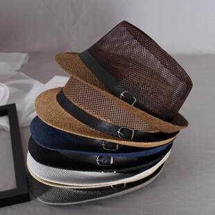 男款潮百搭夏天礼帽男士日系韩版发型师时尚男帽子潮流个性镂空帽