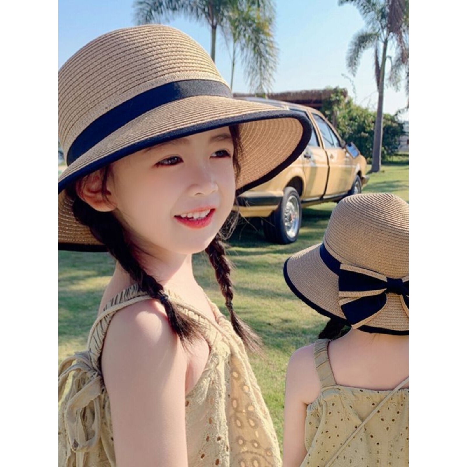 儿童帽子春夏季遮阳草帽女童夏天防紫外线防晒凉帽公主风太阳帽潮