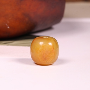 15mm新疆和田玉籽料老型珠黄沁单珠散珠多宝手串配珠珠子