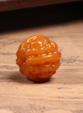 单珠散珠核桃红沁手链