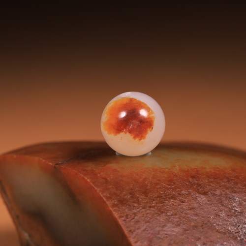 珠子哥和田玉籽料红皮圆珠散珠