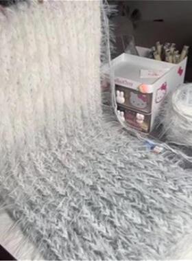 渐变线团灰羽彩虹白桦围巾手混线团围巾编织diy手工混纺线棒针