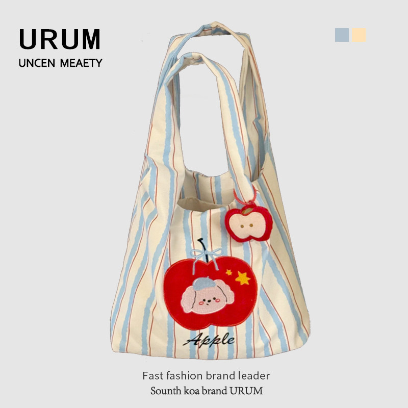 URUM夏苹果卡通背心包大容量帆布单肩包学生上课包通勤轻便布袋,箱包皮具/热销女包/男包,腋下包,淘宝优惠券,粉丝福利购,淘宝优惠卷