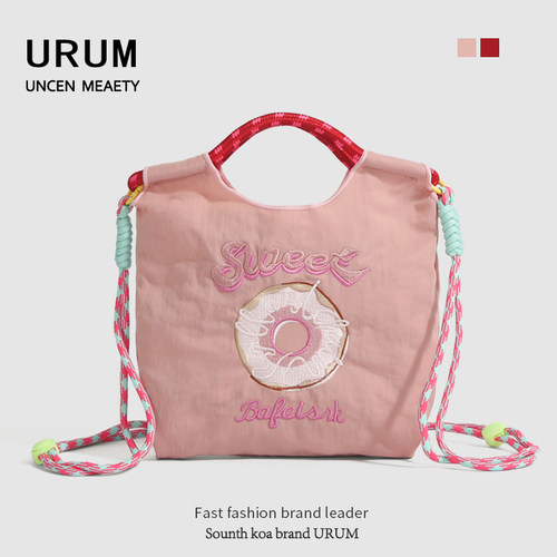 URUM日本ball chain甜甜圈购物袋尼龙2025新款迷你通勤包斜挎小包