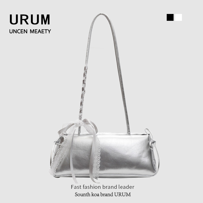 URUM蝴蝶结保龄球包女2025新款高级感银色单肩腋下包枕头包手提包,箱包皮具/热销女包/男包,腋下包,淘宝优惠券,粉丝福利购,淘宝优惠卷