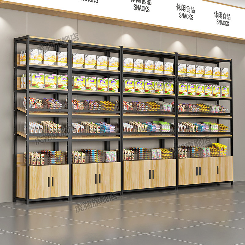 超市散称零食货架小食品展示架便利店饼干糖果单面多层散装展示柜