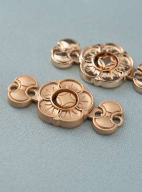 慕羽汐汉服子母扣宝锭金花有钱花旗袍古装大袖衫外套金属对扣梅花