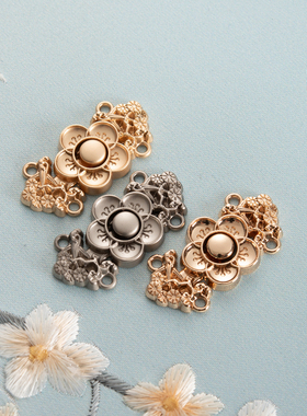 慕羽汐 汉服子母扣古装对襟披风立领旗袍盘扣 金属明制竹梅花扣子