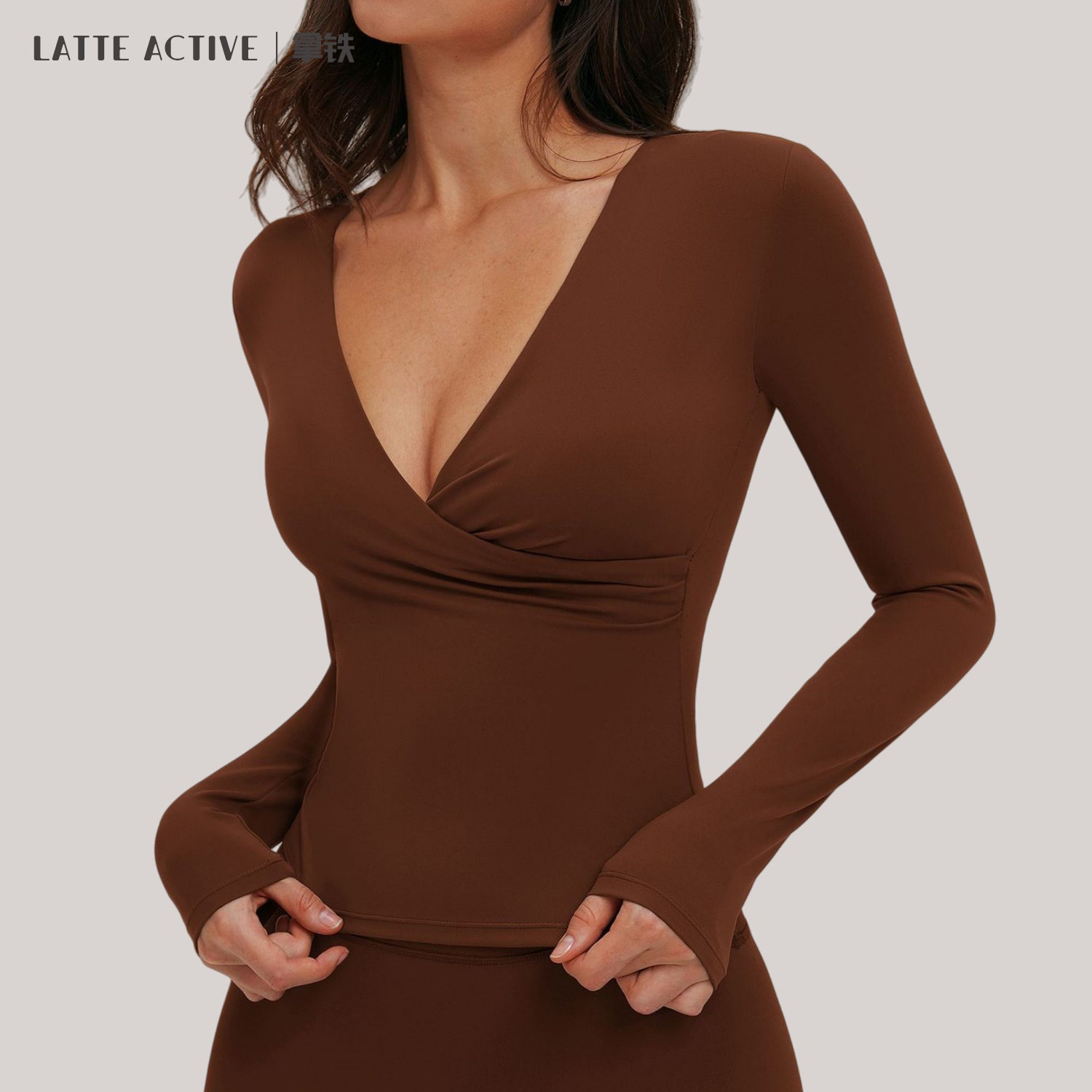 拿铁女孩欧美瑜伽长袖V领普拉提训练服外穿跑步健身运动T恤女纯色,运动/瑜伽/健身/球迷用品,瑜伽t恤,淘宝优惠券,粉丝福利购,淘宝优惠卷