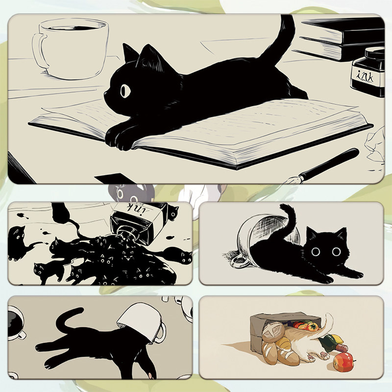 原创手绘猫咪鼠标垫超大可爱简约加厚办公电脑锁边桌面键盘垫桌垫高性价比高么？