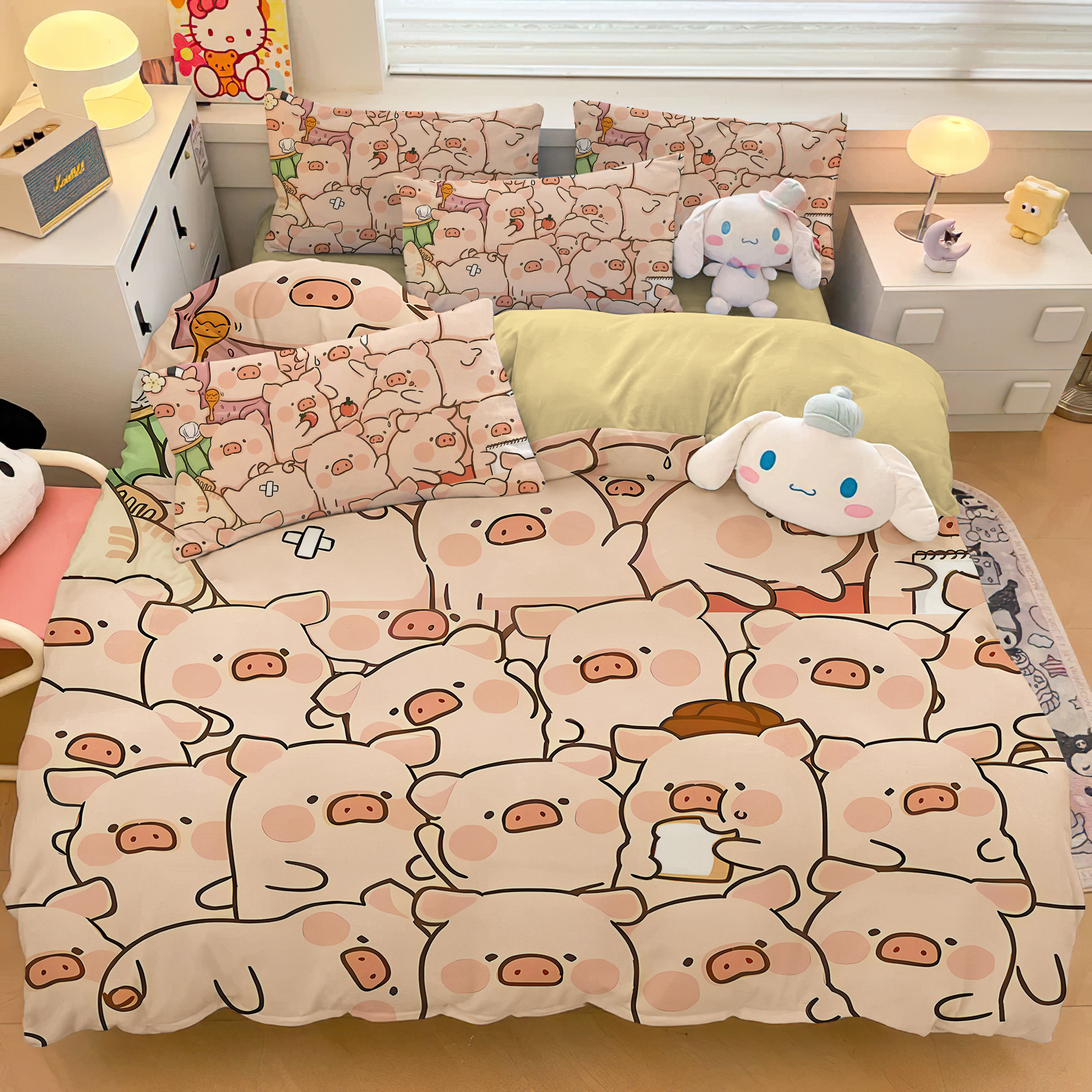 卡通LuLu猪全棉四件套件床上用品