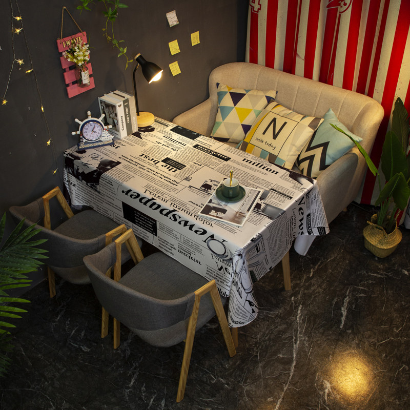 ins酒吧简约复古报纸防水防油pvc免洗桌布男生个性加厚耐脏pu台布,居家布艺,桌布,淘宝优惠券,粉丝福利购,淘宝优惠卷