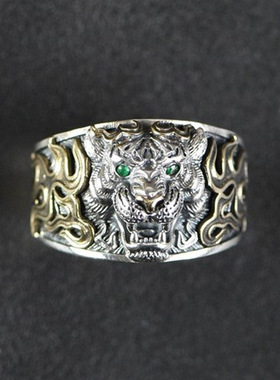 日本coss koko高级感美式霸气个性老虎戒指复古做旧指环生肖虎