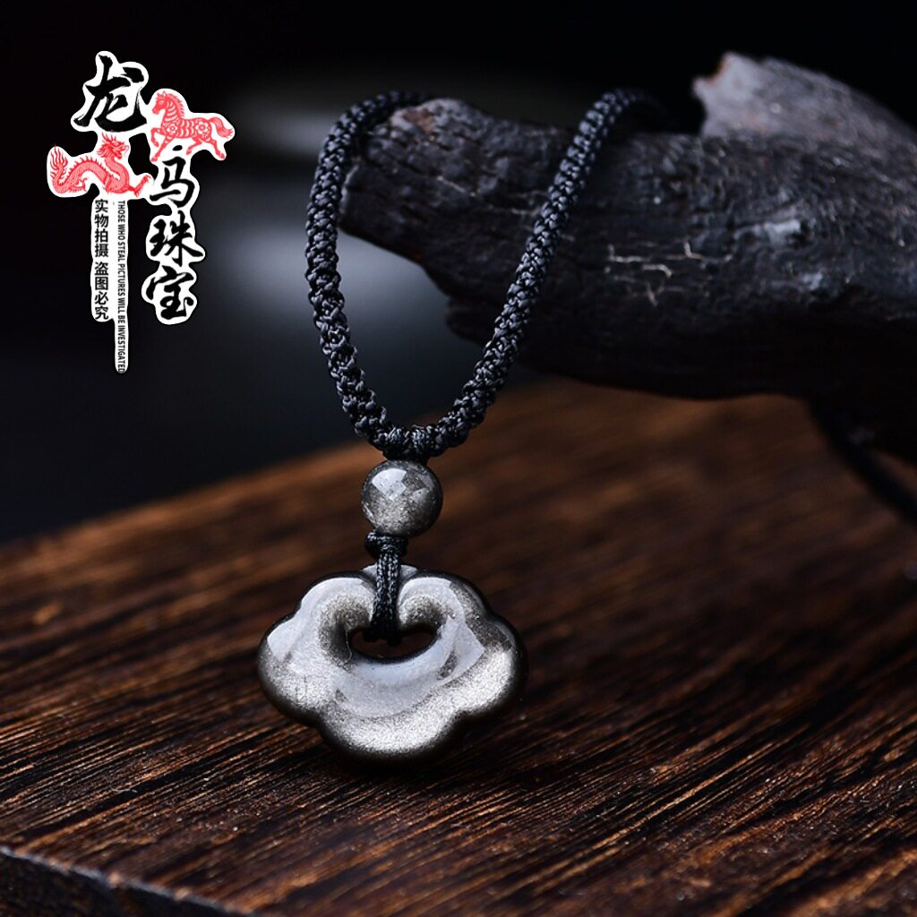 日系设计师topwhit黑曜石银曜石小祥云吊坠diy祥云配件情侣锁骨链